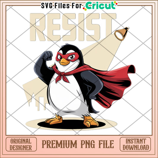 Resist Penguin Superhero PNG Image