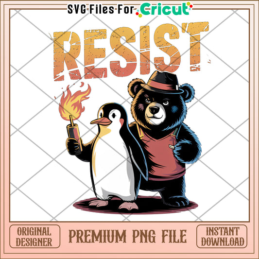 Resist Penguin & Bear Rebellion PNG