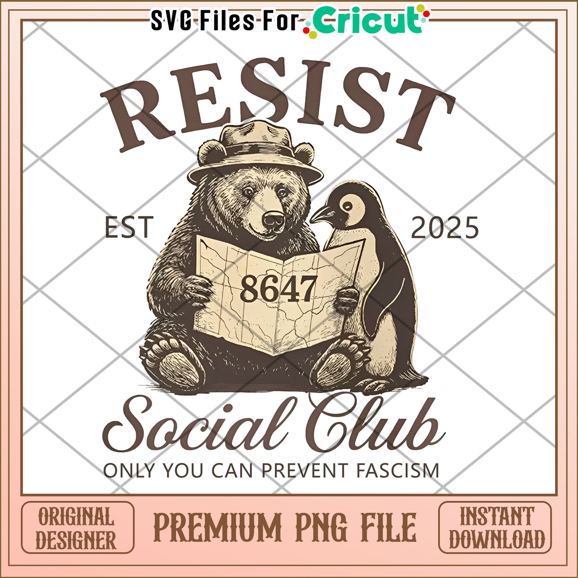 Resist Social Club PNG Bear Penguin Design