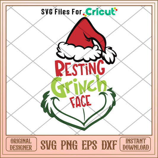 Resting Grinch Face Funny Christmas SVG grinch face outline svg