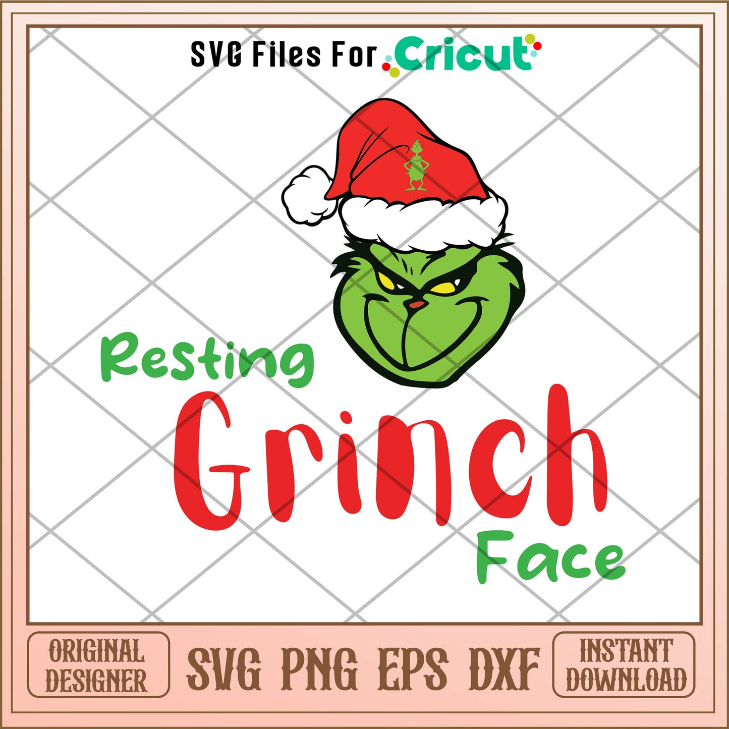 Resting Grinch Face Svg , picture of the grinch face​ svg