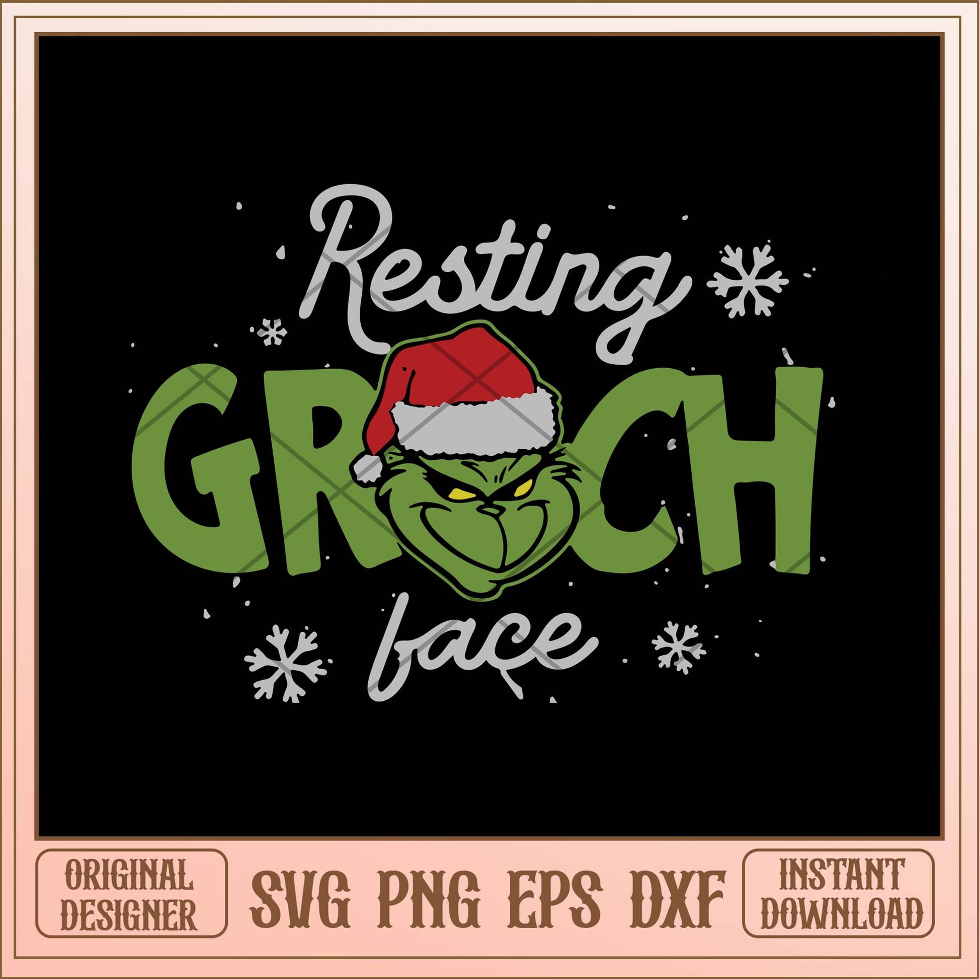Resting Grinch face svg, Grinch resting Christmas face svg bundle