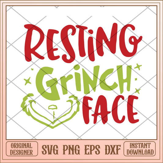 Resting Grinch face svg, Grinch resting face in snow svg bundle