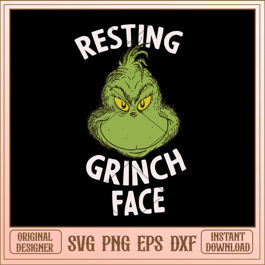 Resting Grinch face svg, Grinch resting green face svg bundle