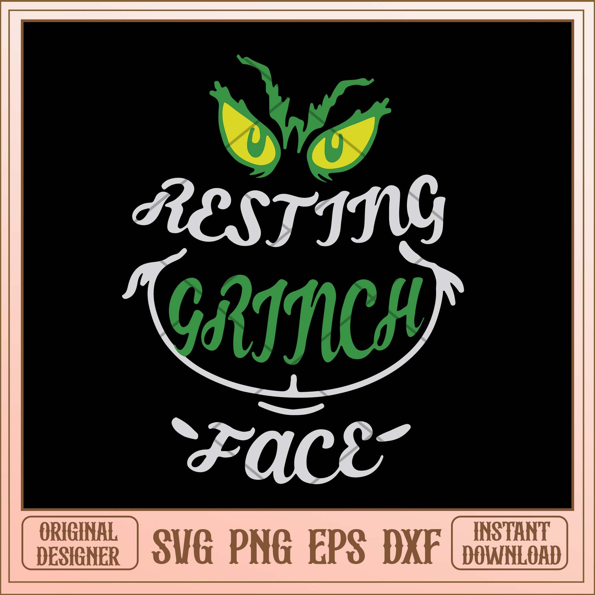 Resting Grinch face svg, Grinch resting green smile face svg bundle