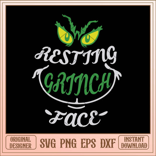 Resting Grinch face svg, Grinch resting green smile face svg bundle