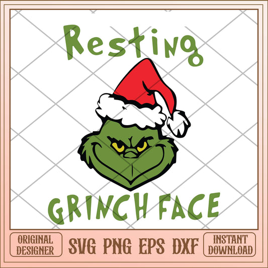 Resting Grinch face svg, Grinch resting smiley face svg bundle