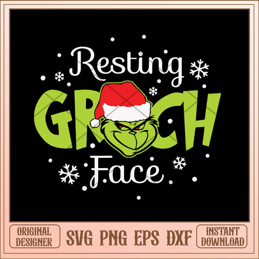 Resting Grinch face svg, Resting face Grinch svg bundle, Grinch svg