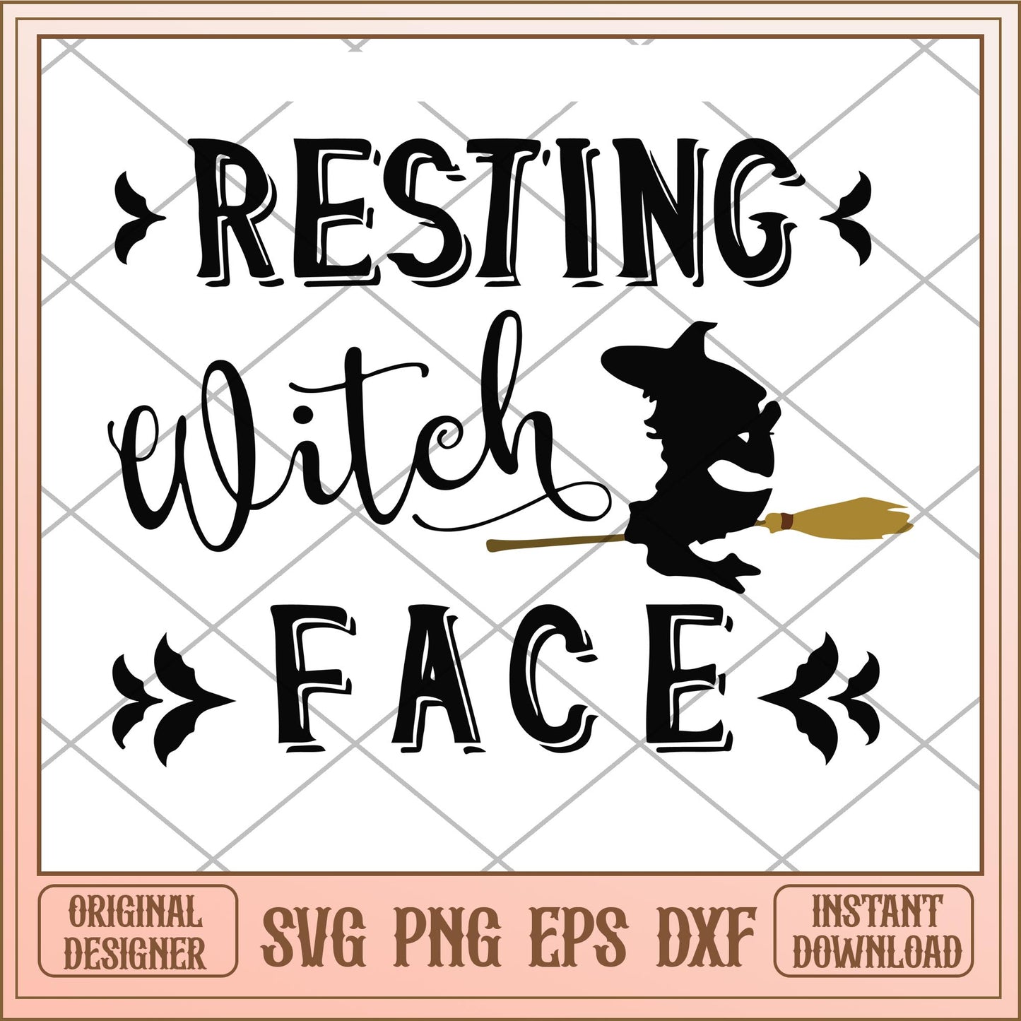 Resting witch face black svg, Disney characters svg, digital download