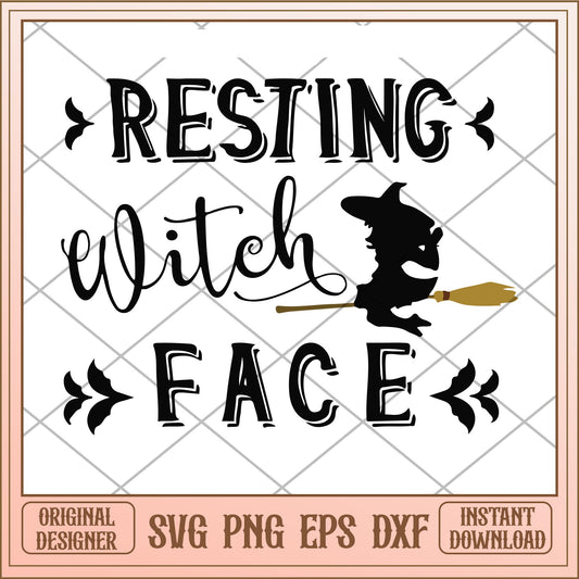 Resting witch face black svg, Disney characters svg, digital download