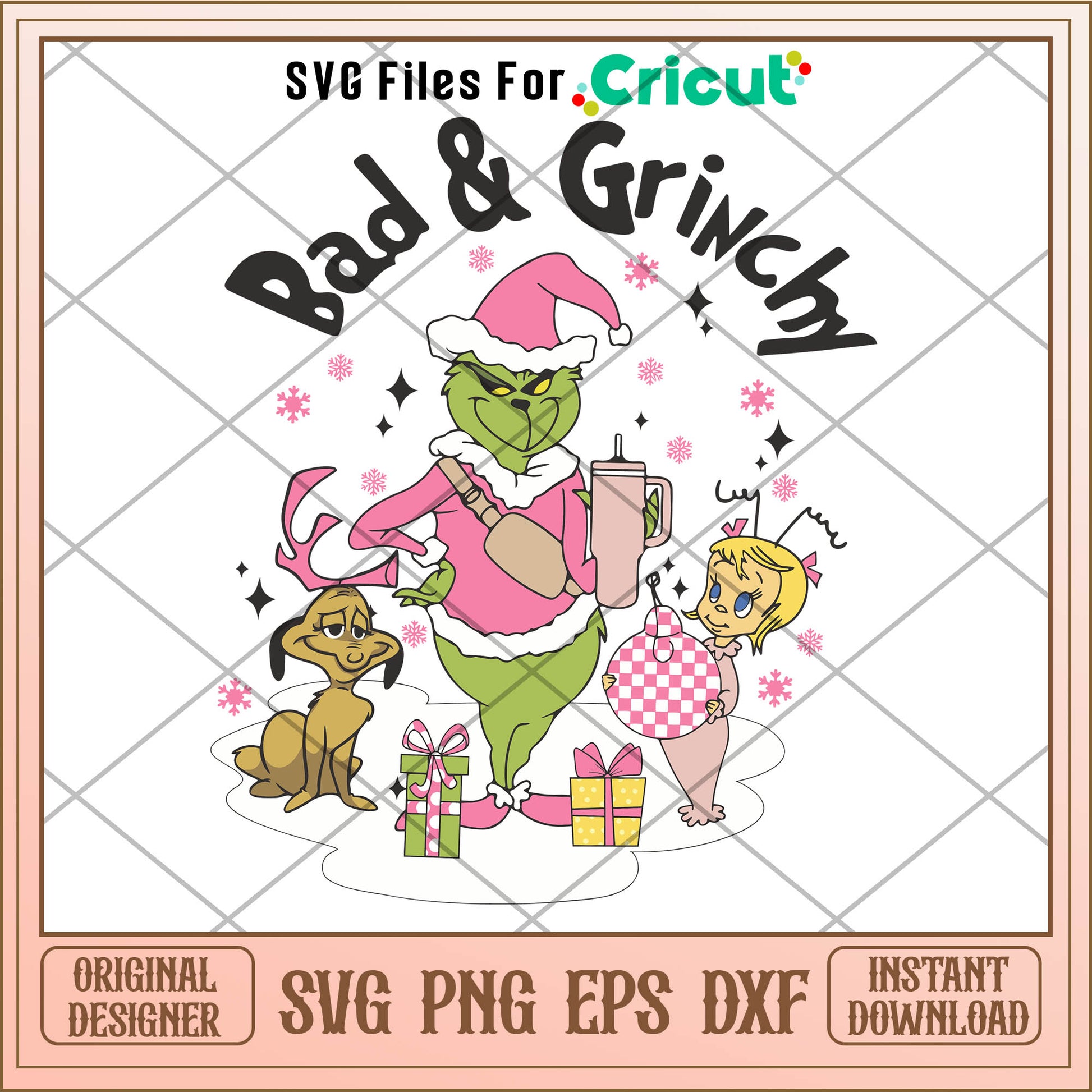 Retro Bad And Grinchy Friends SVG, stanley cup grinch​ svg