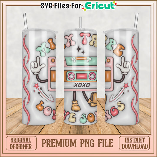 Retro Cassette Tape Tumbler PNG