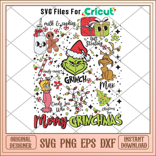 Retro Christmas Grinch And Friend Merry Grinchmas SVG christmas items​ svg