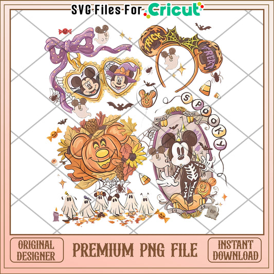 Retro Disney Mickey Halloween Coquette png, spooky halloween​ png, halloween season png
