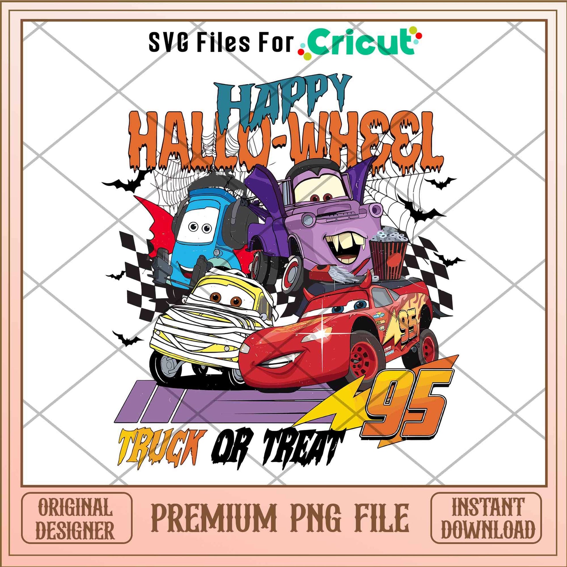 Retro Disney Pixar Cars Halloween Truck or Treat png, Disney cars png, digital download