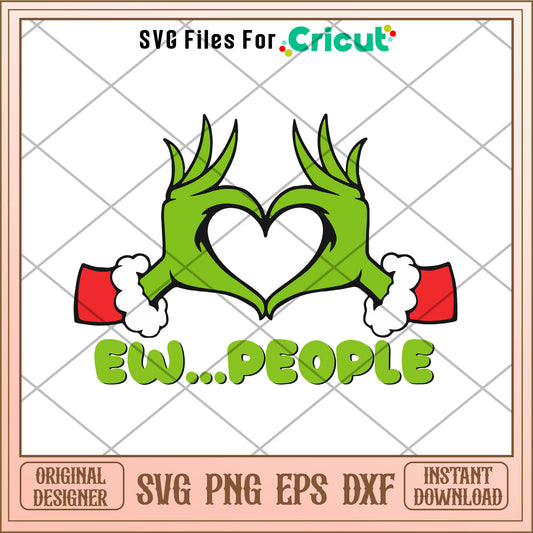 Retro Ew People Grinch Hand SVG , grinch hands making a heart​ svg