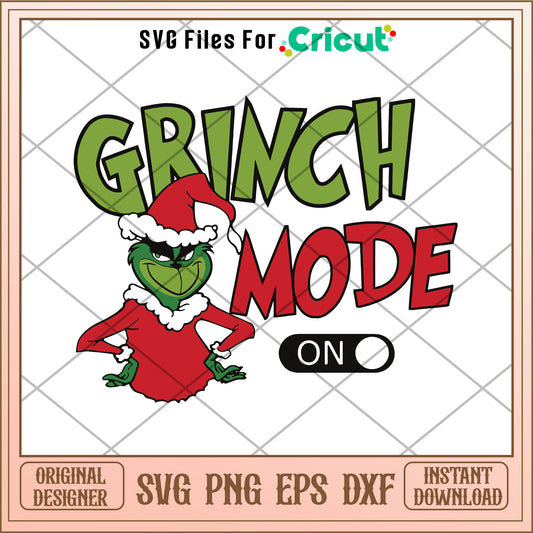 Retro Grinch Mode On Christmas SVG, grinchmas smile​ svg