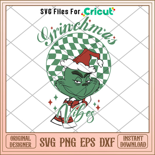 Retro Grinchmas Vibes Funny Christmas Grinch SVG grinch head svg