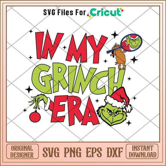 Retro In My Grinch Era Grinchmas SVG, grinch and dog​ svg