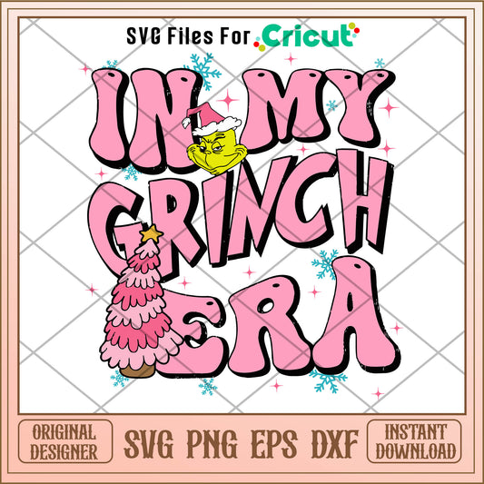 Retro In My Grinch Era Pink Christmas Tree SVG pink text box​ svg