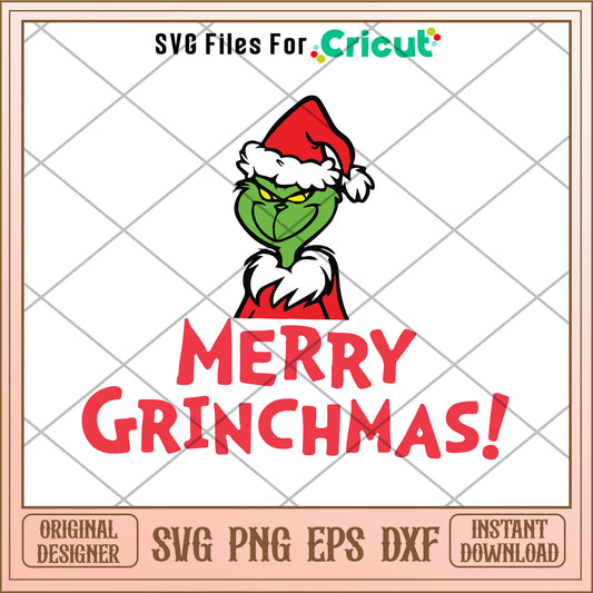 Retro Merry Grinchmas Santa Hat SVG, merry christmas svg
