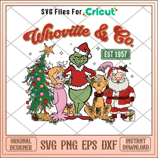 Retro Merry Grinchmas Whoville And Co Est 1957 SVG, whoville svg