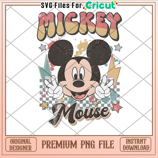 Retro Mickey Mouse PNG Design Instant Download