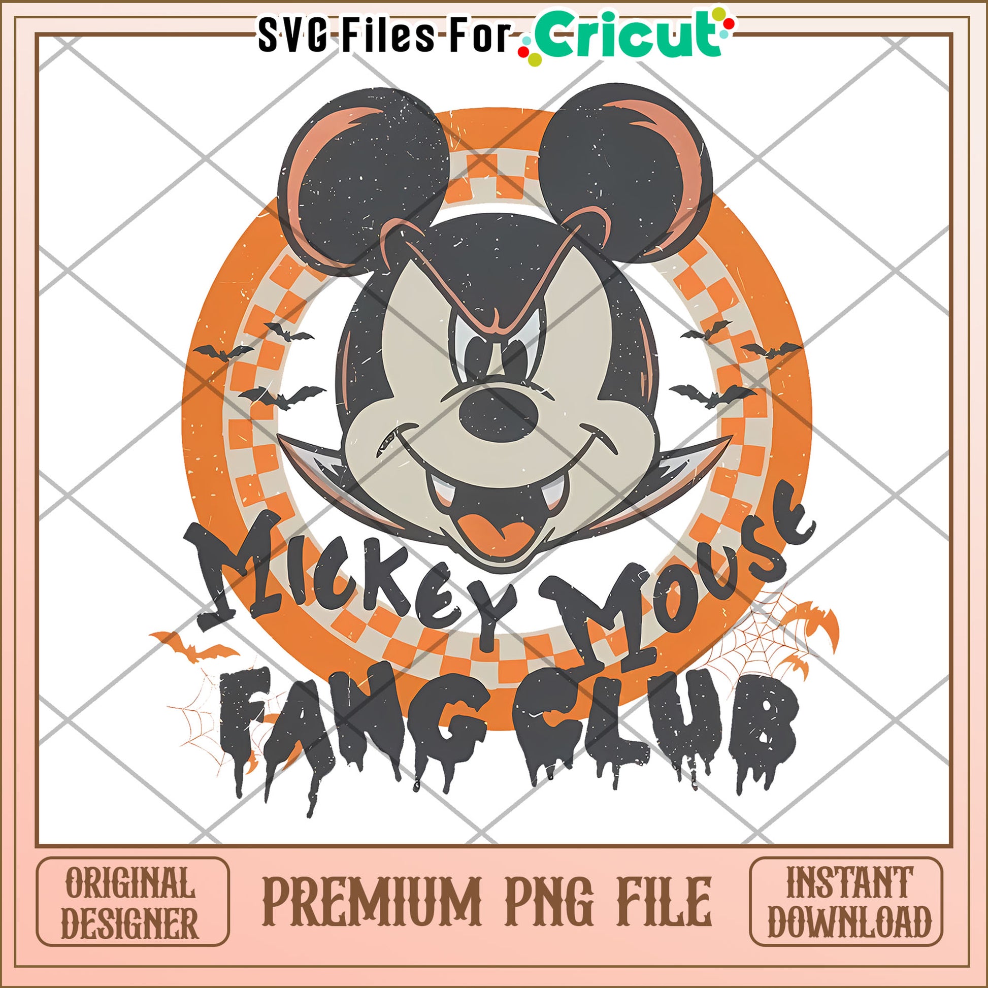 Retro Mickey Vampire Fang Club Disney png, spooky halloween​ png, halloween season png