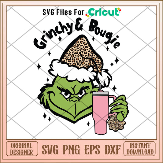 Retro Movie Grinchy And Bougie SVG , the grinch stanley cup svg