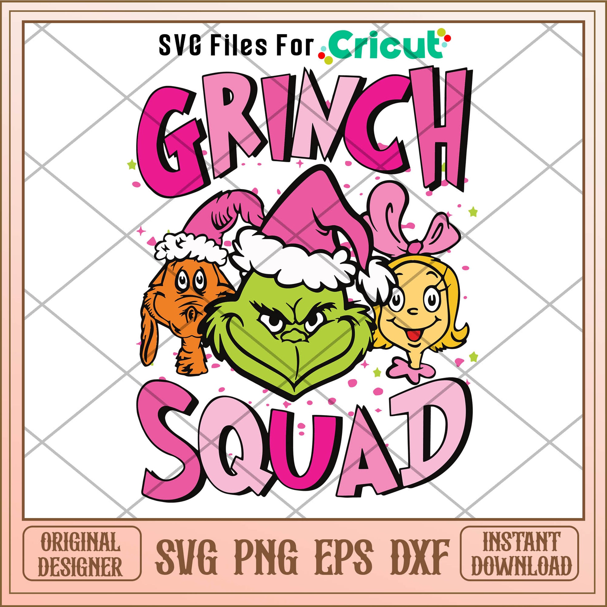 Retro Pink Christmas Grinch Squad SVG grinch stole christmas cartoon​ svg