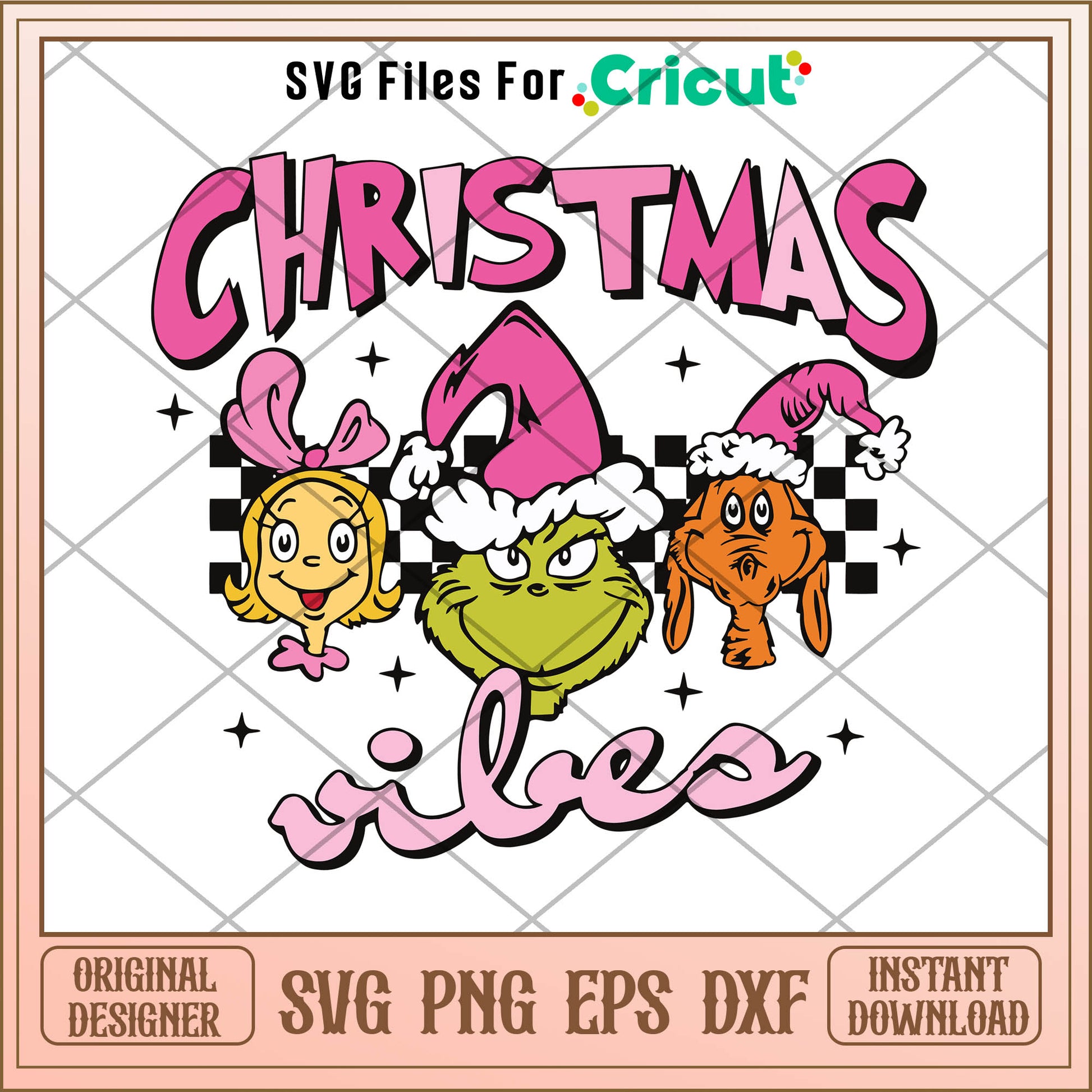 Retro Pink Grinch Friends Christmas Vibes SVG, cindy lou who svg