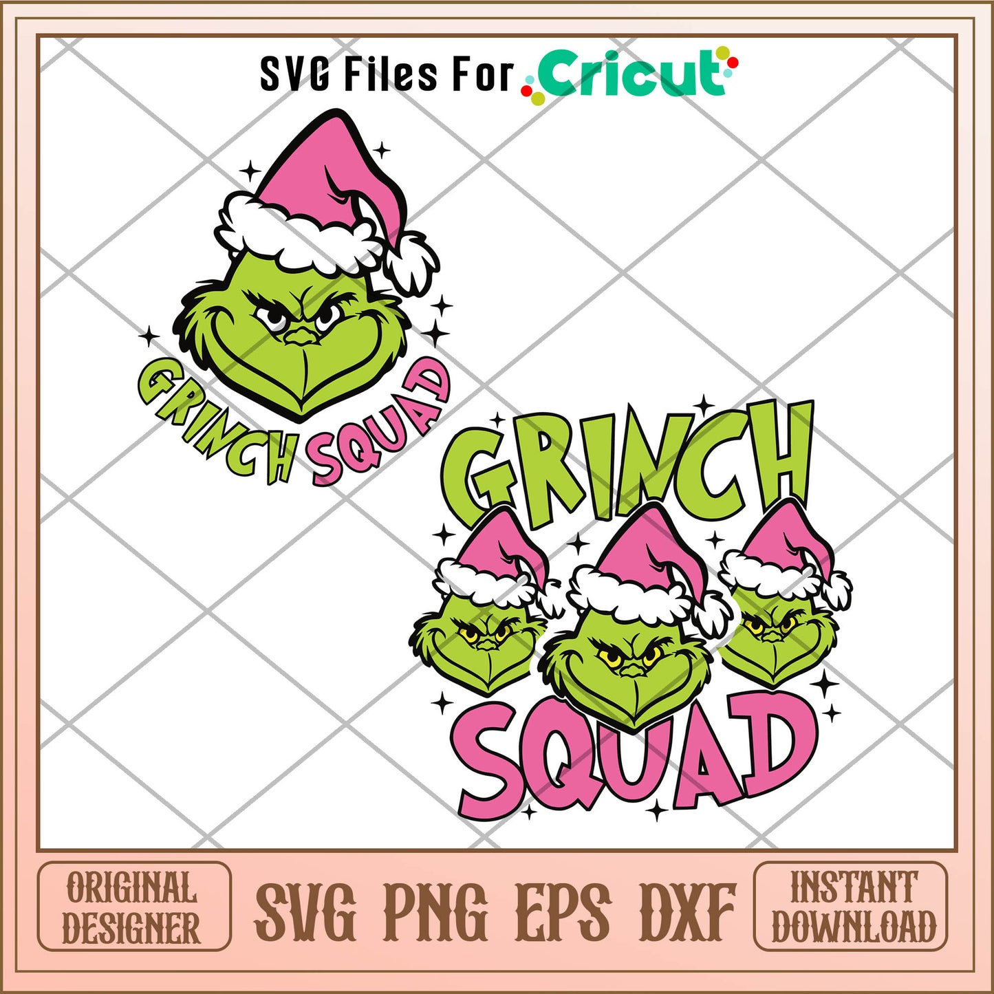 Retro Pink Grinch Squad Santa Hat SVG, grinch stole christmas​ svg