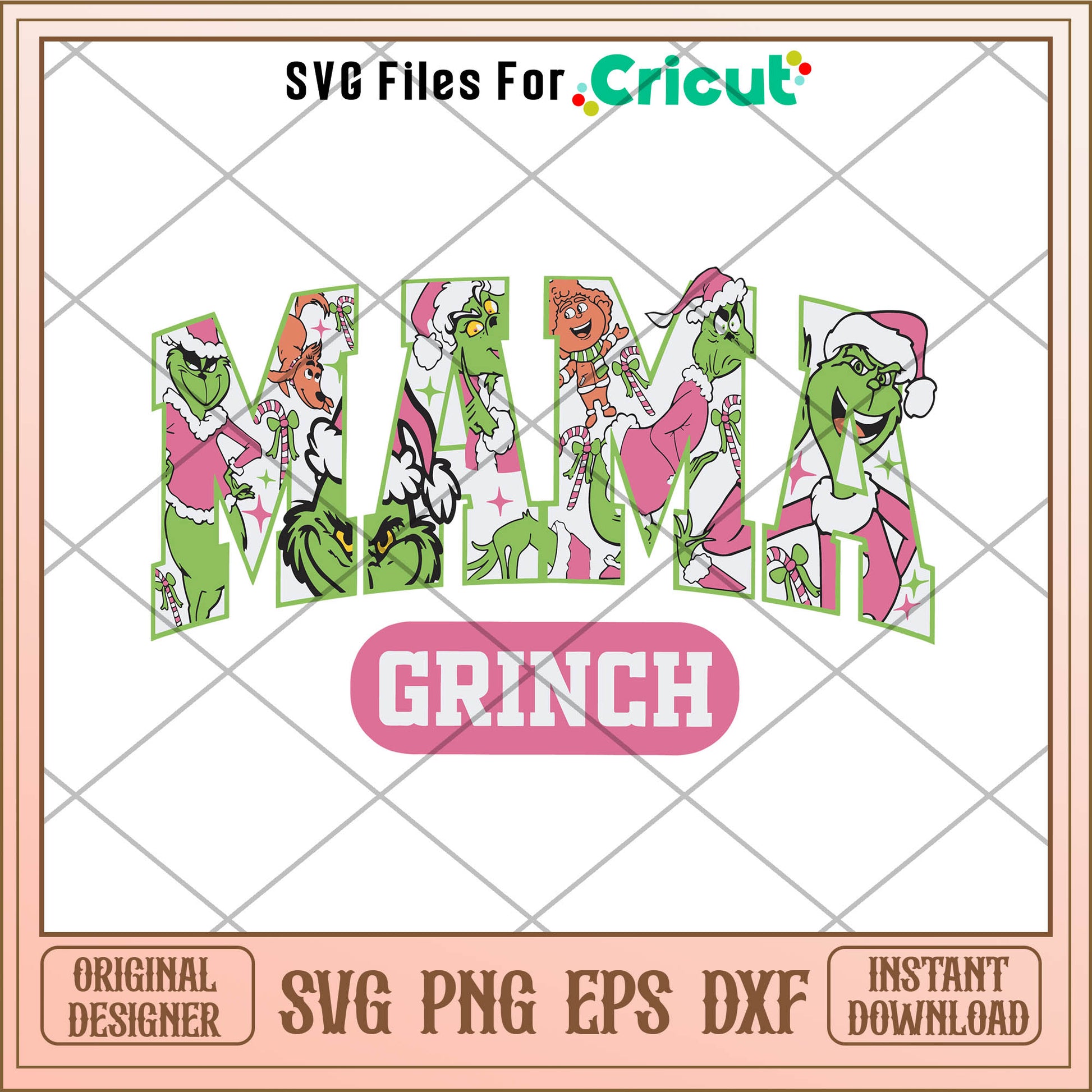 Retro Pink Mama Grinch SVG, the grinch print​ svg, grinch dog svg