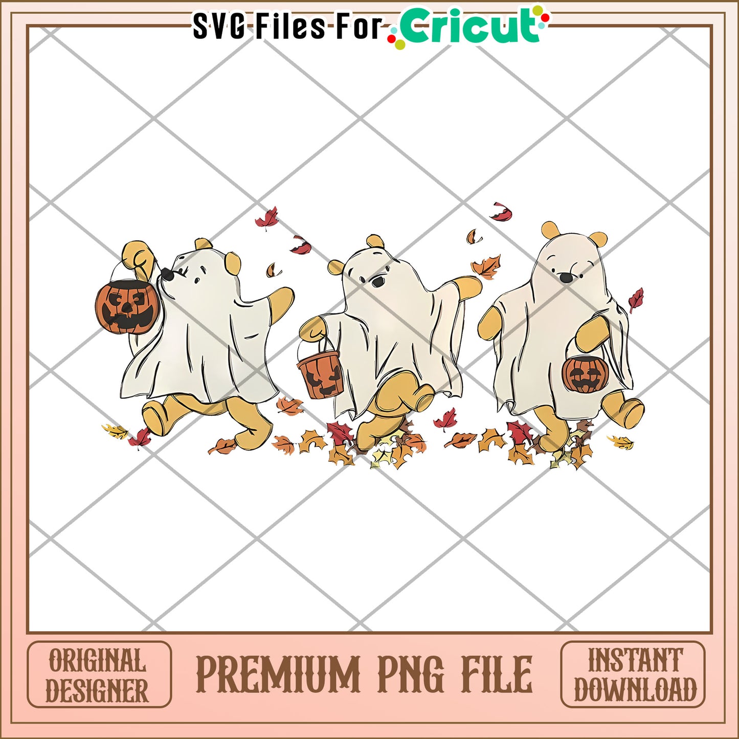Retro Pooh Ghost Halloween png, spooky halloween​ png, halloween season png