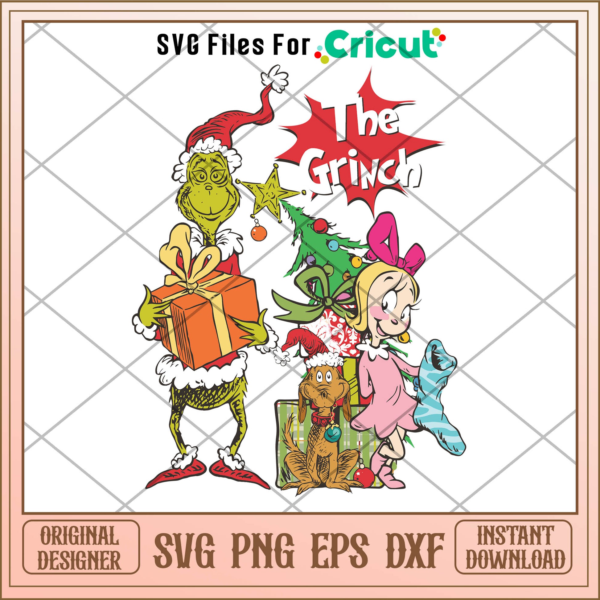 Retro The Grinch Christmas Gift SVG, grinch presents​​ svg