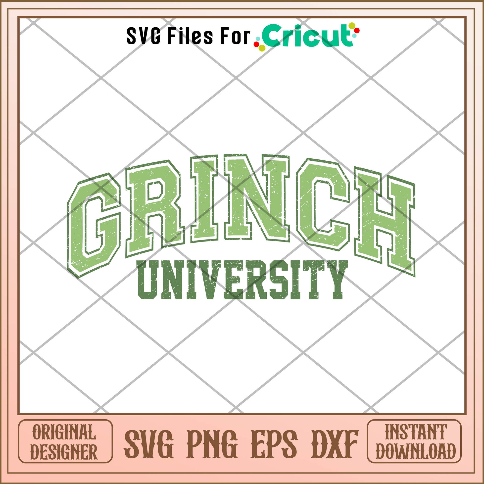 Retro Vintage Grinch University SVG, old timey font​ svg