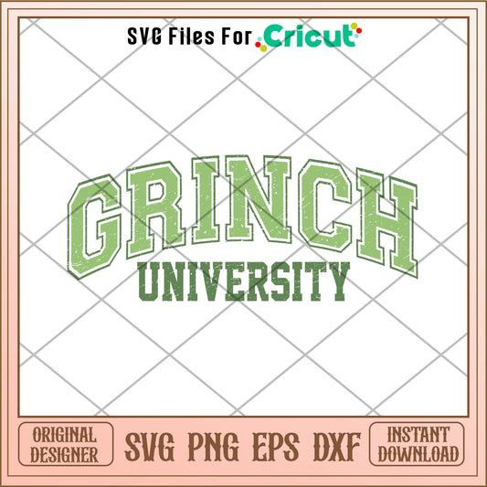 Retro Vintage Grinch University SVG, old timey font​ svg
