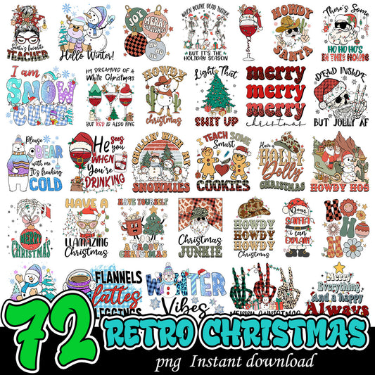 Retro Christmas Winter png bundle, Christmas bundle, Winter bundle