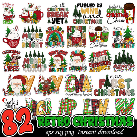 Retro Christmas joy svg bundle, Christmas bundle, Retro Christmas bundle