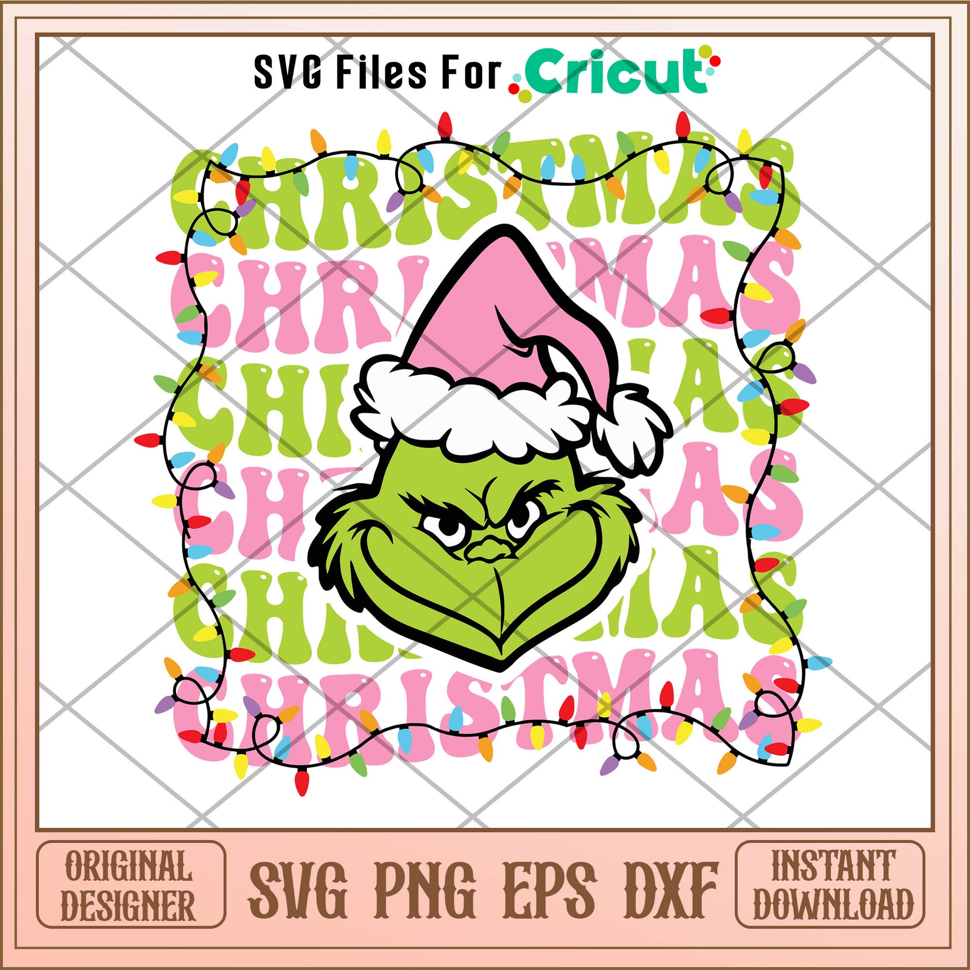 Retro Christmas Grinch Face SVG, merry christmas text svg