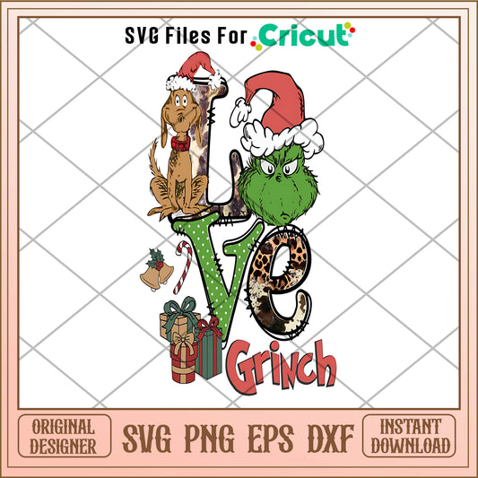 Retro Christmas Love The Grinch Svg, christmas gift svg