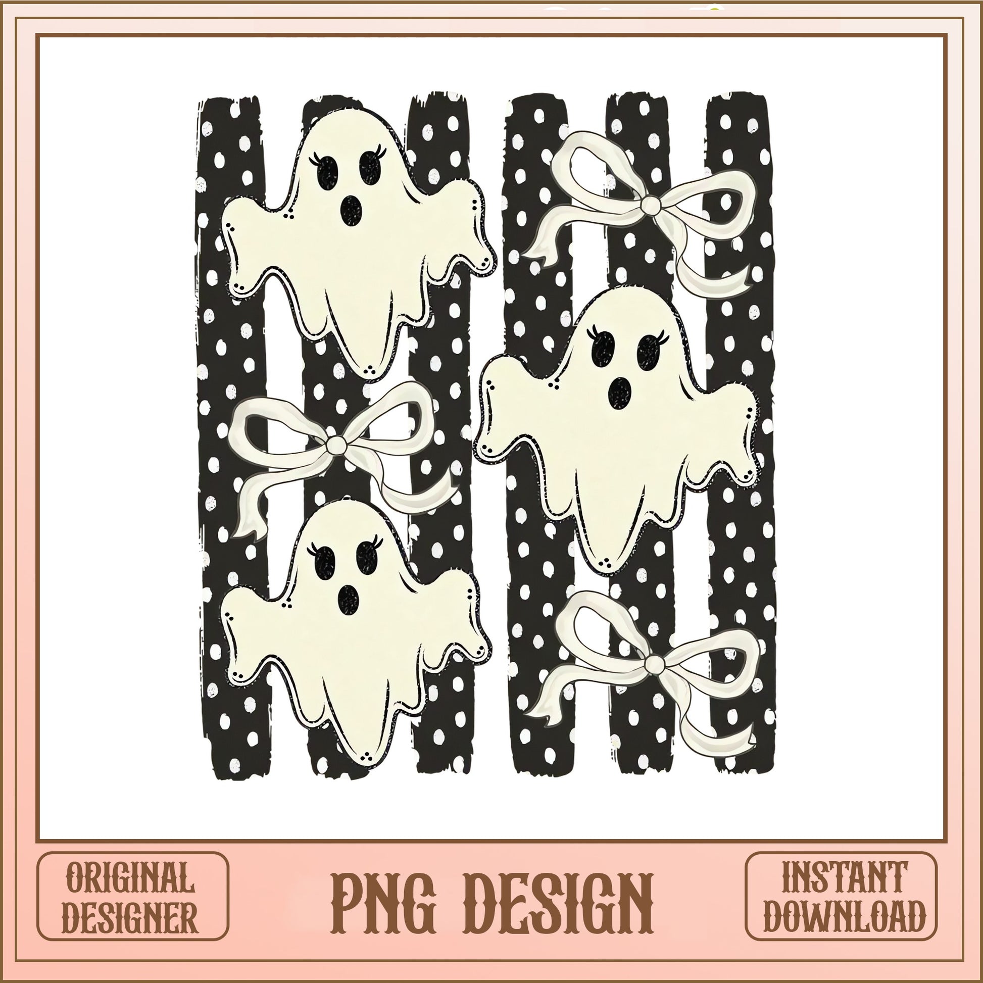 Retro Ghost With Bow Coquette PNG, Halloween Ghost PNG, Spooky PNG