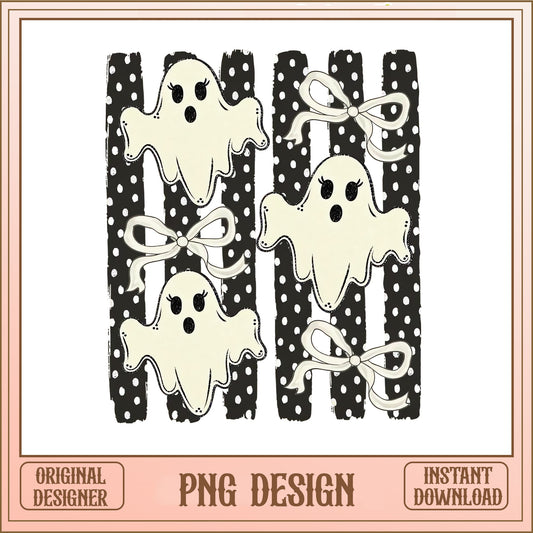 Retro Ghost With Bow Coquette PNG, Halloween Ghost PNG, Spooky PNG