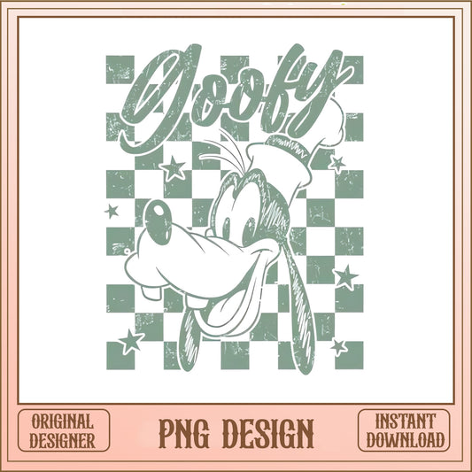 Retro Goofy Checkered PNG, Disney Goofy PNG, Mickey Friends PNG