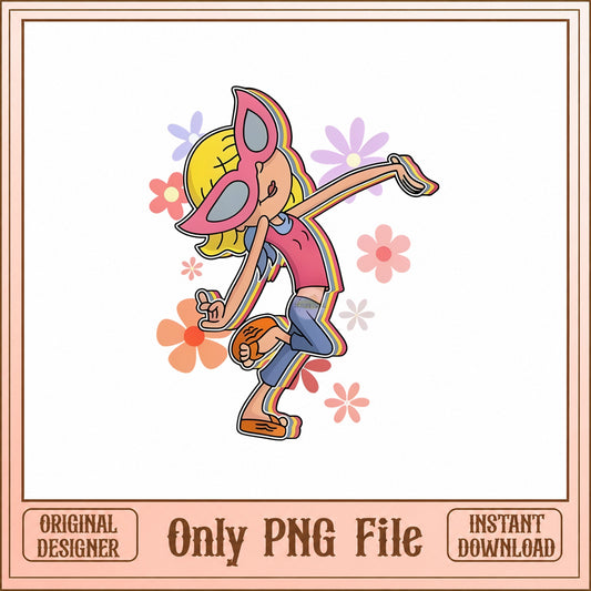 Retro Groovy Girl With Sunglasses PNG, Flower Power PNG, Hippie PNG