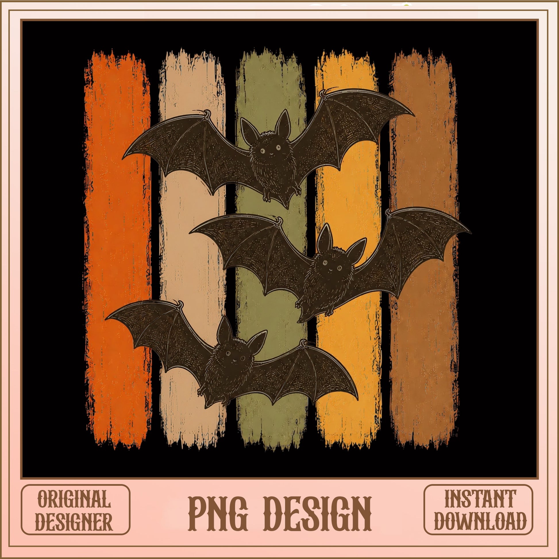 Retro Halloween Bats PNG, Spooky Bat Design, Halloween PNG