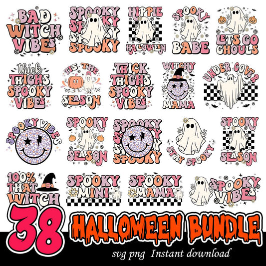 Retro Halloween Clipart SVG, Spooky Vibes svg bundle