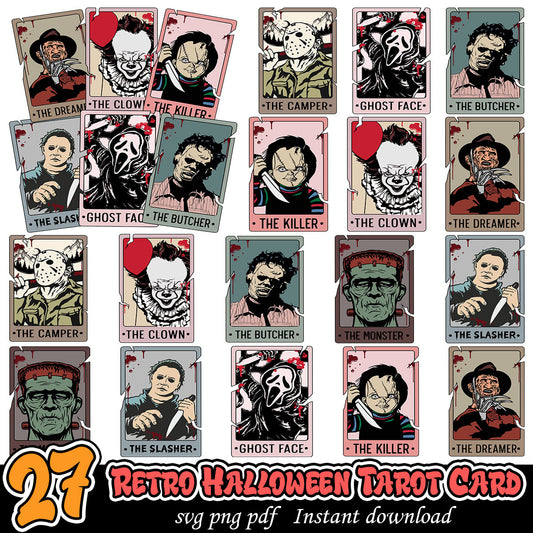 Horror killers Tarot Bundle svg , Halloween tarot card bundle