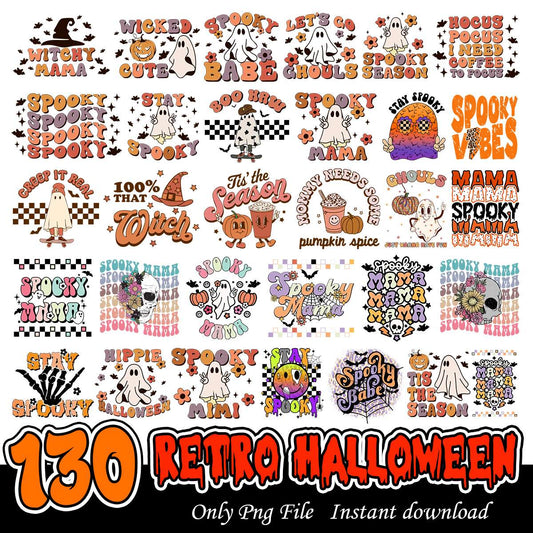 Retro Halloween witch bundle, Halloween retro bundle