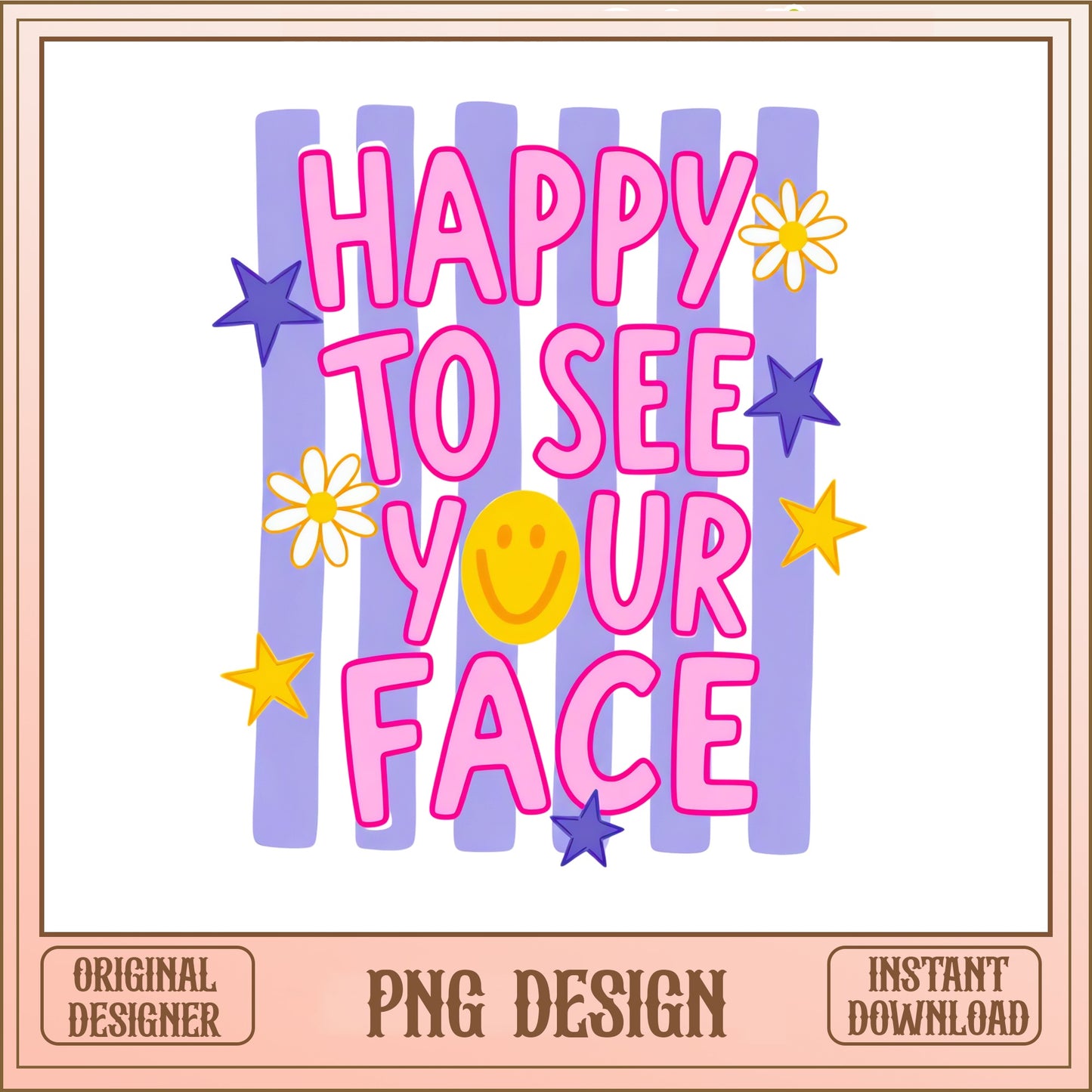 Retro Happy To See Your Face PNG, Smiley Face PNG, Groovy Daisy PNG